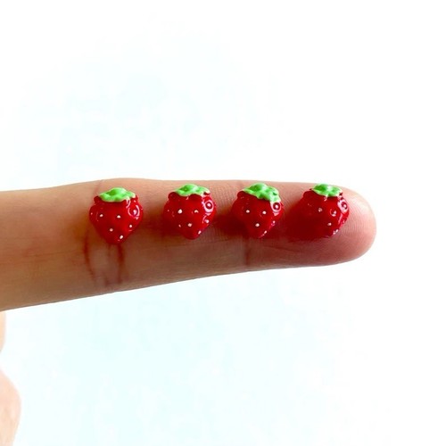 Tiny strawberry cabochons - tiny,