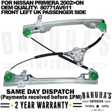 FOR NISSAN PRIMERA P12 WP12 FRONT LEFT UK PASSENGER SIDE WINDOW REGULATOR NEW