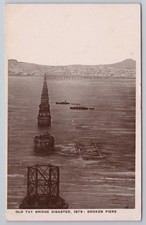 RPPC Old Tay Bridge Disaster 1879 Broken Piers Dundee Scotland Edwardian Photo