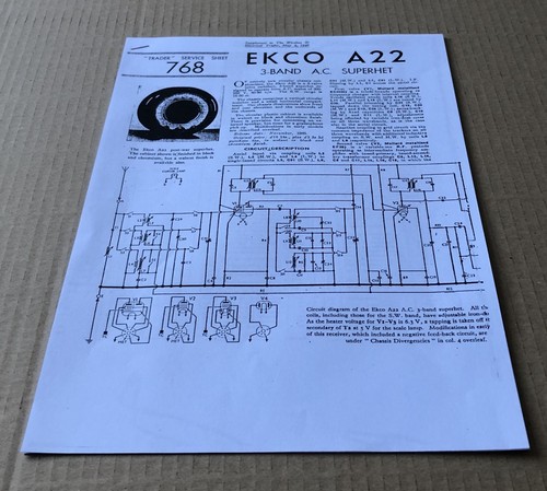 Trader service sheet ekco - sheet, a22