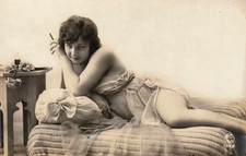 1920s Lady Lying on Bed with a