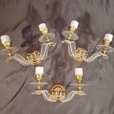 Set of three original 1930's Art Deco Jules Leleu Brass and Altuglas wall lights
