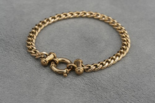 9ct gold flat link bar - gold,