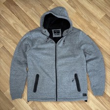 Quiksilver Kurow Sherpa Full Zip-Up Hoodie Fleece Jacket Grey Size XL