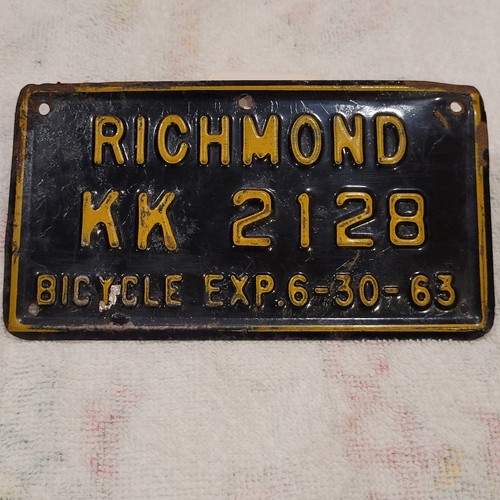 Vintage bicycle license plate - vintage,