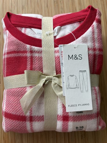 Fleece pyjamas red check - m&s,