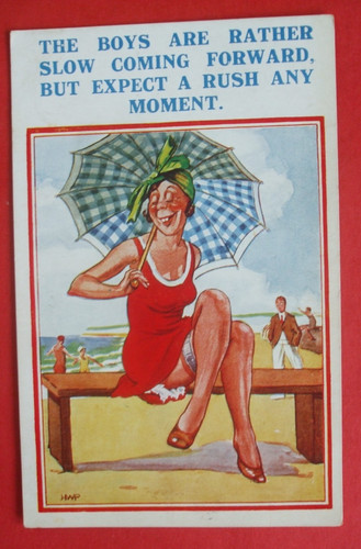 Old comic seaside - lady, upskirt