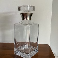 L J Millington Bourbon Decanter 22 Cm With 925 Silver Collar Hallmarked