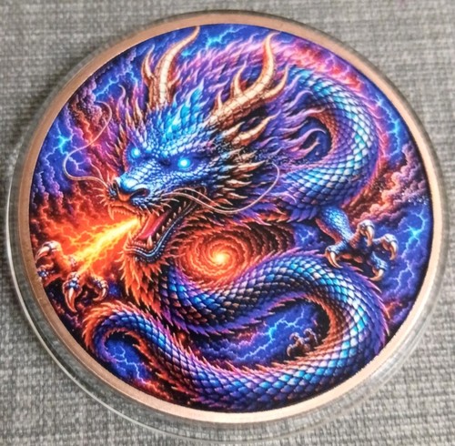 5oz 999 fine copper round - copper, blue