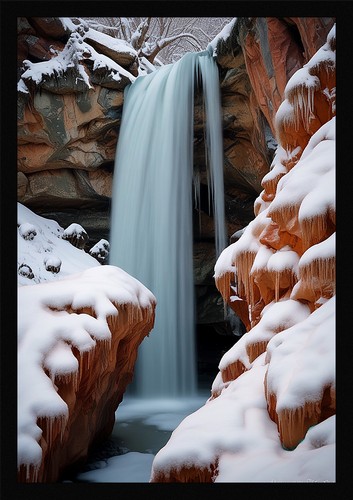 Waterfall beautiful framed - beautiful,