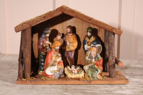Vintage nativity set wooden - set,