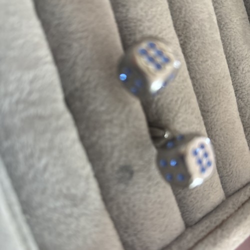 Dice blue cufflinks silver - blue,