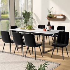 Dining Table & Chairs Set 8 Kitchen Table & Velvet Padded Chairs for Dining Room