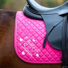 Personalised Equestrian Horse Pony Saddlecloth Saddle Pad Customised - Hearts