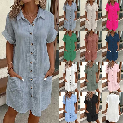Womens linen cotton button - womens,