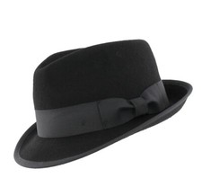 Whiteley 100% Wool Bogerd Black Trilby Hat Diamond Top 3 Sizes