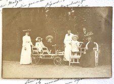 Edwardian Pedal Car, Children, Family Group, Real Photographic Postcard, 1900s