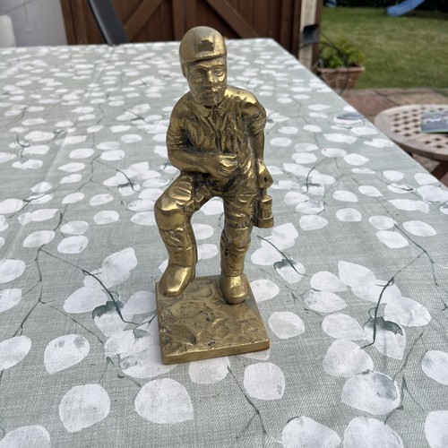 Brass miners statue - brass,