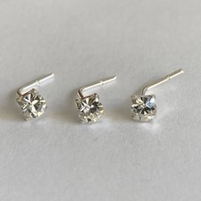 Sterling Silver Clear White Diamond Look 3mm Crystal Nose Stud Pins x 3 