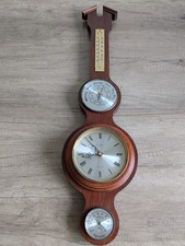 Vintage Rare WEIMAR, FISCHER, GDR Wooden Banjo Barometer Clock Hydro Therm