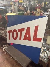TOTAL PETROL ADVERTISING DOUBLE SIDED ENAMEL SIGN 1972  FORECOURT GAS STATION