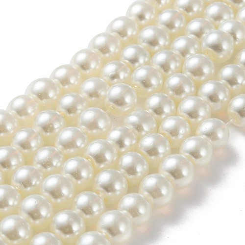 Ivory glass pearl 6mm round - 6mm,