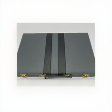 Backgammon Set Gray Black Faux Leather Case Incomplete Damaged