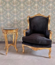 Armchair Velvet Black French