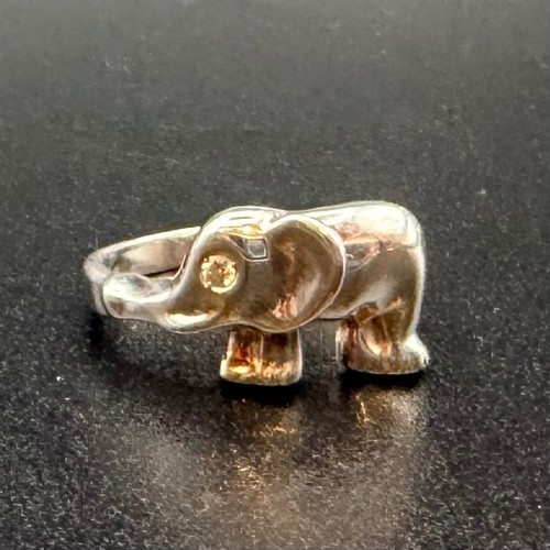 Sterling silver elephant ring - silver,