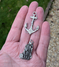 2 Vintage Brooches Anchor & Galleon Ship Shape