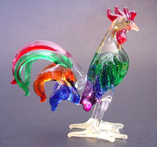 Blown glass cockerel figurine - cockerel,