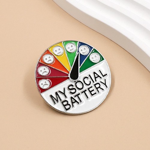 Social battery pin brooch - social,