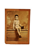 Vintage Portrait Photograph of a Parsi Boy Mounted on Cardboard Circa Early 20th