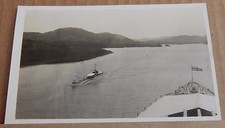Postcard Battleship HMS Nelson Navigating The  Panama Canal & boat RPPC  1930's