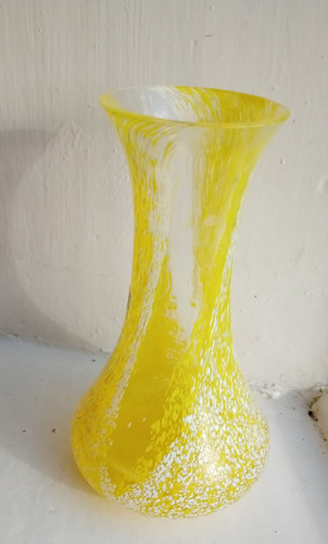 Yellow swirl glass - glass, vase