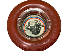 Pneumant ashtray glass & red rubber miniature tyre G.D.R. 140mm ,,car collector