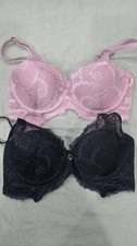 Pink & black lace bra