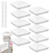 10-Pack 4x4 Fence Post Caps - Deck, Mailbox, Light Post Cover Outdoor White