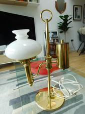 Classic Swedish OIA Student Lamp Brass & Opaline