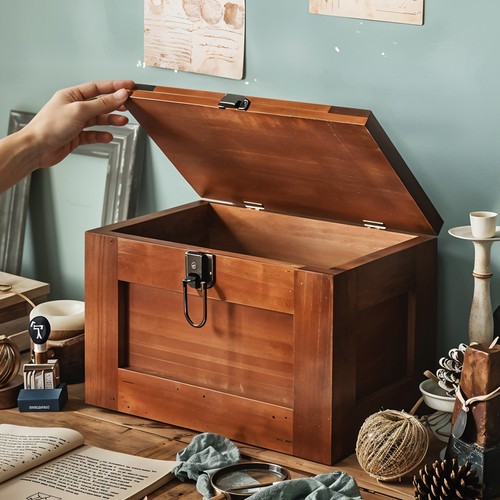 Lockable wooden storage box - lockable,