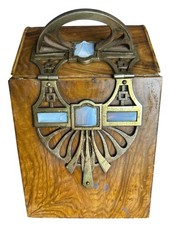 Stunning Art Deco Coal Scuttle Metal Box Brass Overlay - No Scoop