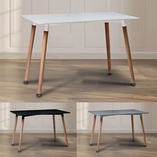 4 6 Seat TROMSO Rectangle Scandi Style Kitchen Table Wooden Legs Dining Room