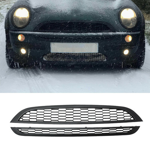 Matte black front mesh grill - front,