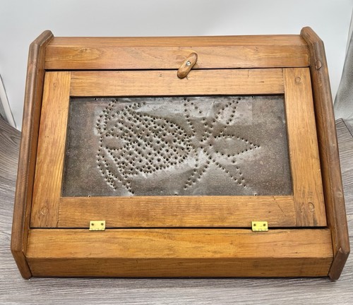 Primitive wood breadbox - wood,