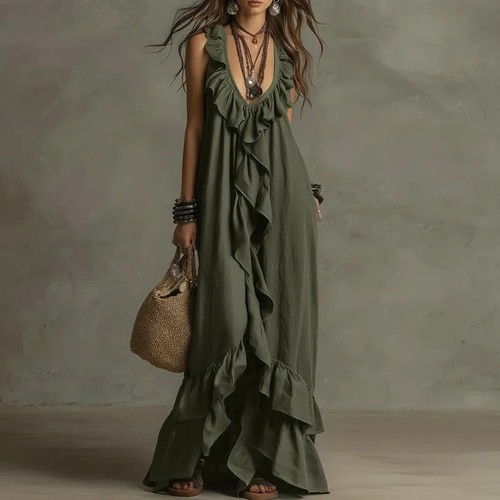 Women boho ruffle irregular - boho,