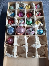 17  Vintage  Glass Christmas Baubles various in box
