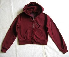 Brandy Melville Unisex Burgundy Full Zip Hoodie, One Size