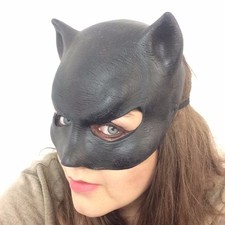 Ladies Black Cat Mask Halloween Fancy Dress Panther Latex Costume For Catwoman