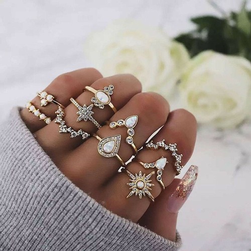 New boho ring set women - new,