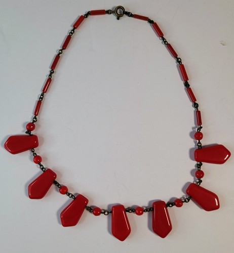 Art deco czech red glass - deco,